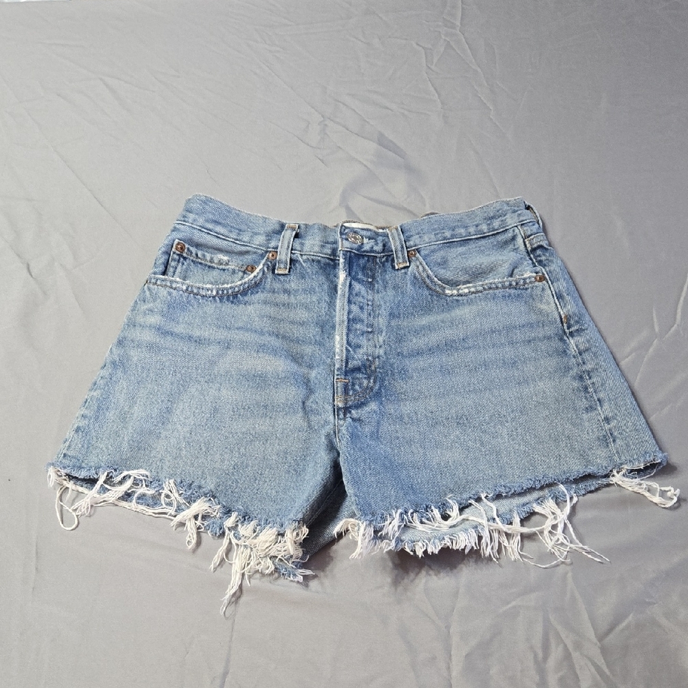 Agolde Sz 27 Classic Light Blue Women's Frayed Jean Shorts